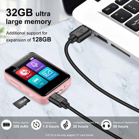 Woolynew D2 MP3 player with FM radio feature for live music and updates
