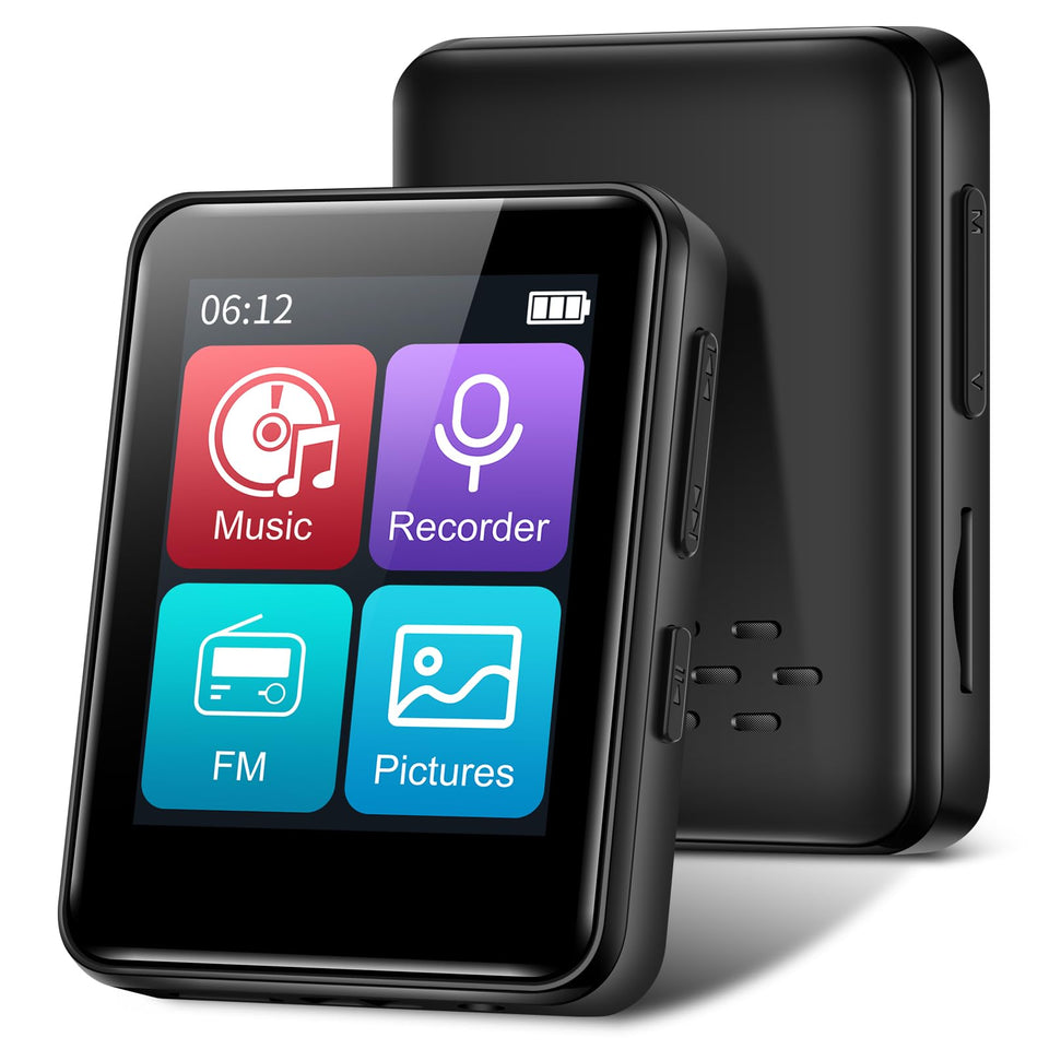 Woolynew D2 MP3 player front view with 1.8-inch screen for easy navigation