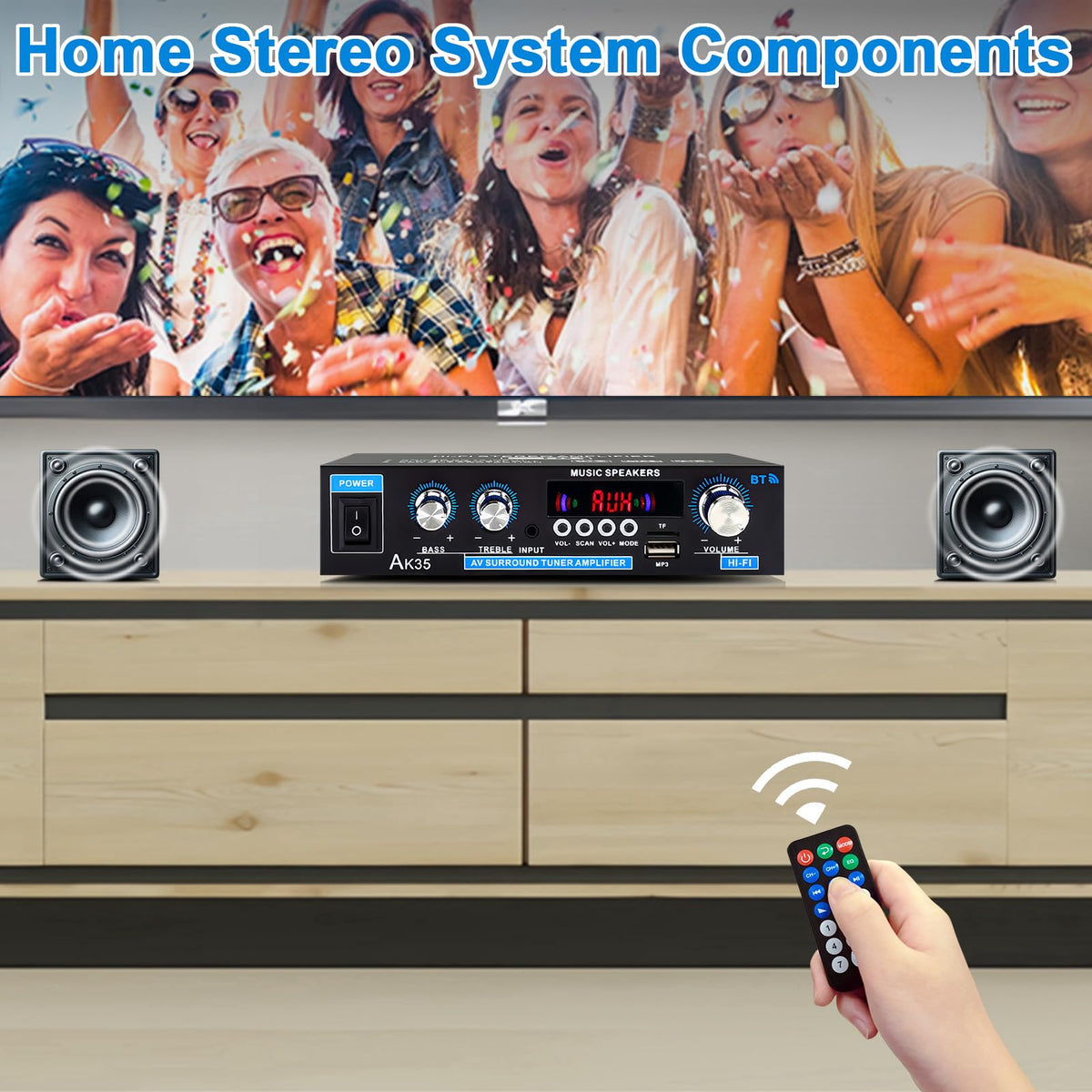 WOOPKER AK35 remote control for convenient volume and input changes