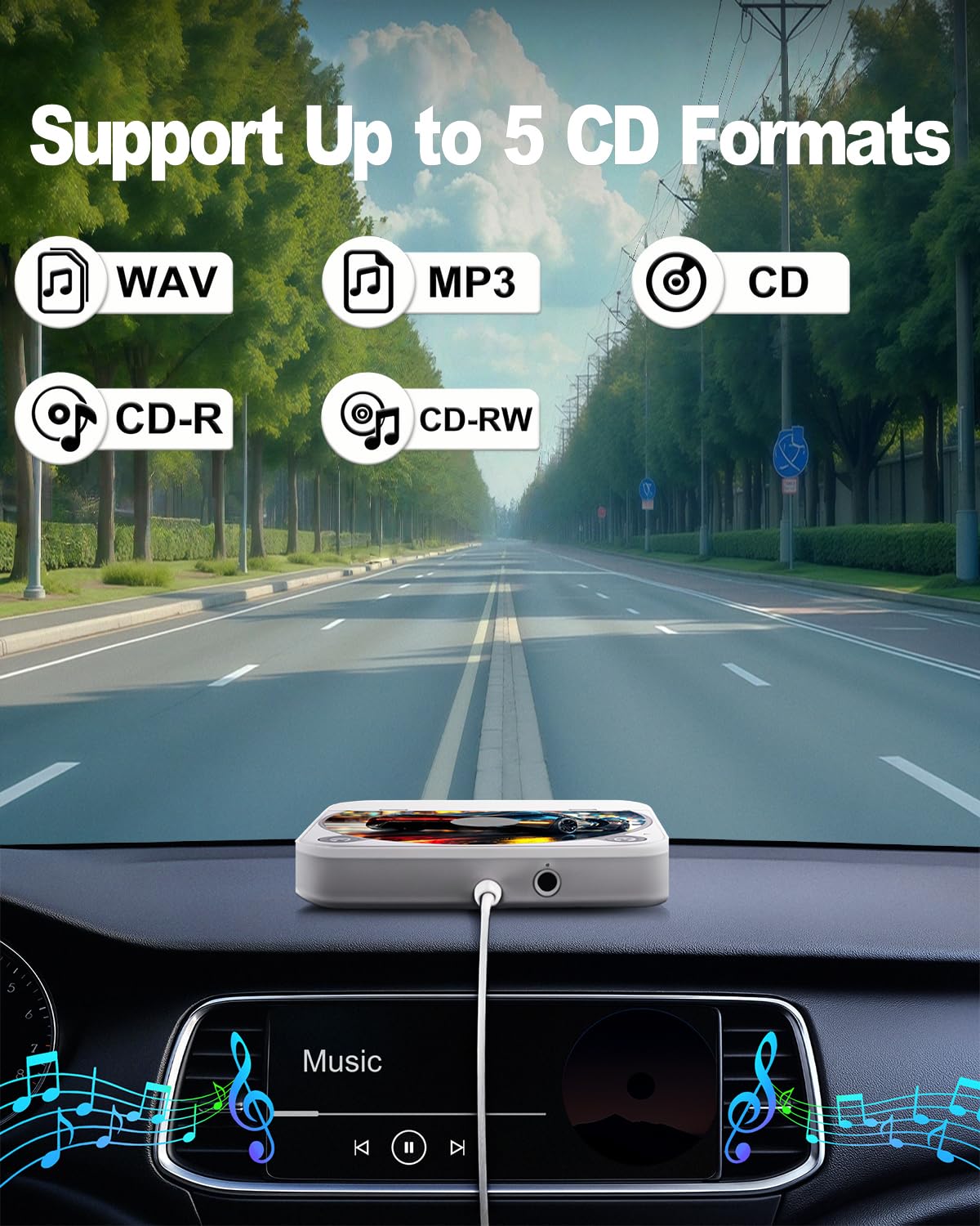 WOOPKER CD player anti-skip reading ensures smooth playback on bumpy roads