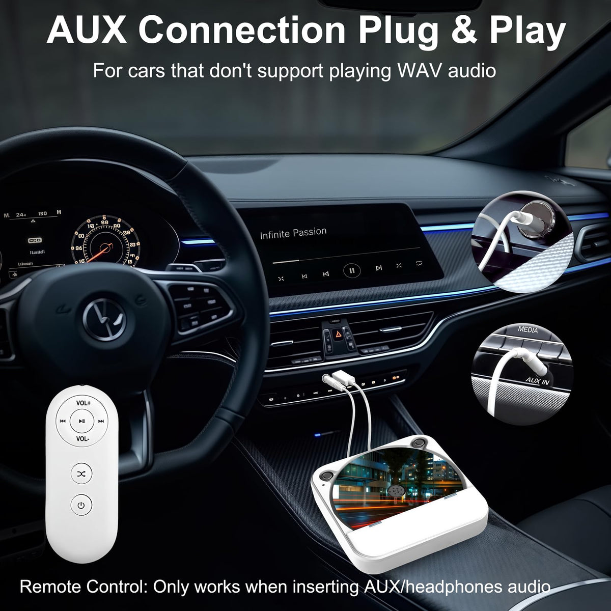 In-dash setup enables easy use during car journeys.