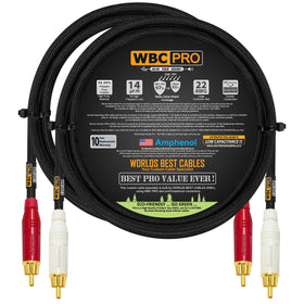 WORLDS BEST CABLES front packaging showing 2.5ft RCA pair and value