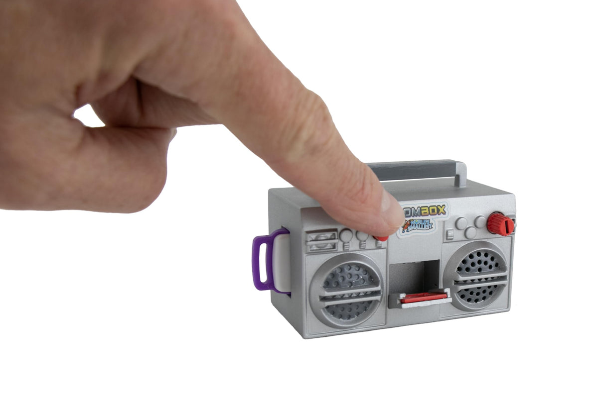 World's Smallest close-up of included USB stick and port — instant music playback
