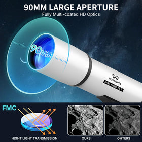 WOSPORTS telescope with 600mm focal length for distant, crisp views