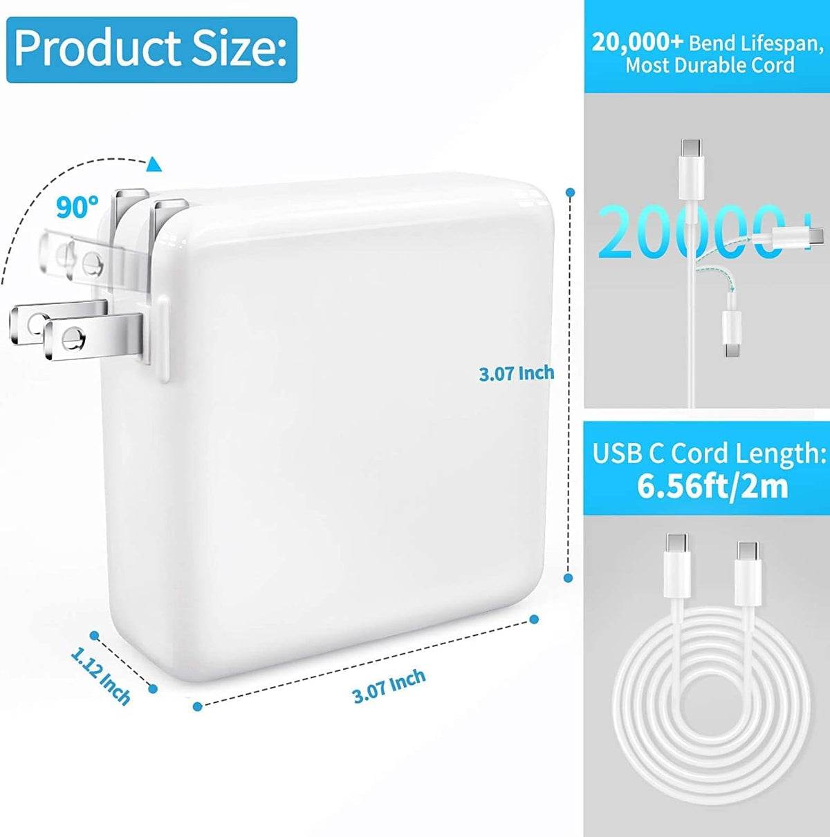 WOSUK long 5.9ft 5A USB-C cable shown stretched for flexible placement