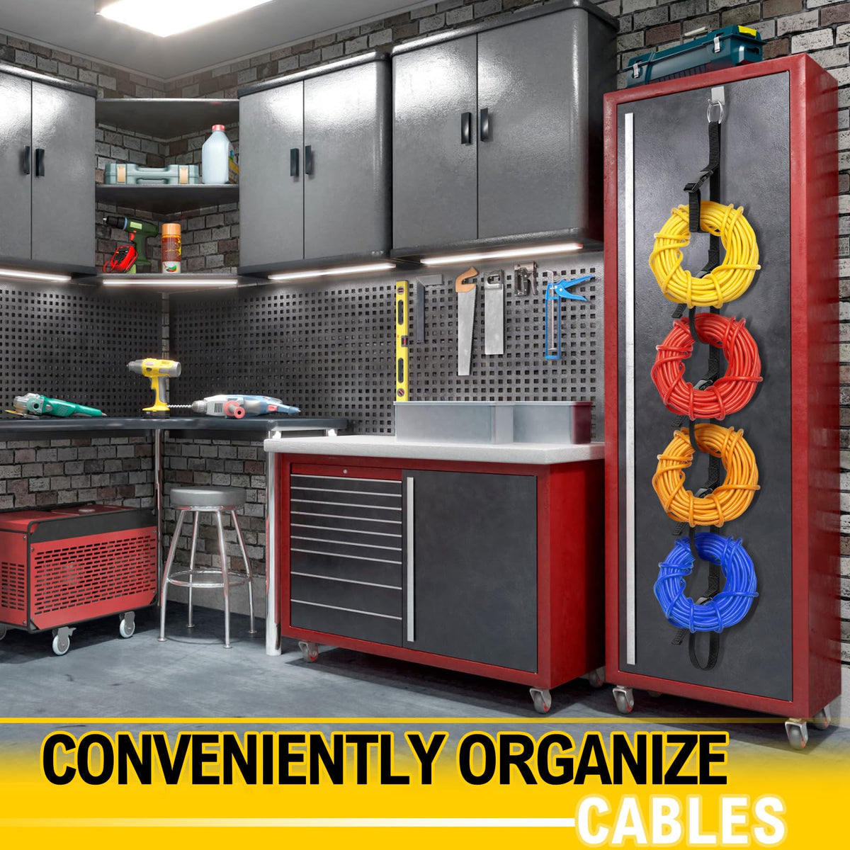 Wowangce five-loop organizer reduces garage clutter and floor hazards.