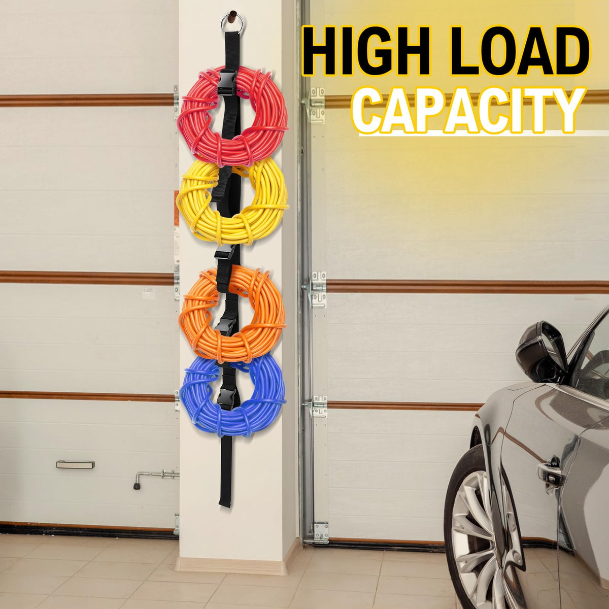 Wowangce vertical space saving setup helping garage clutter reduction.