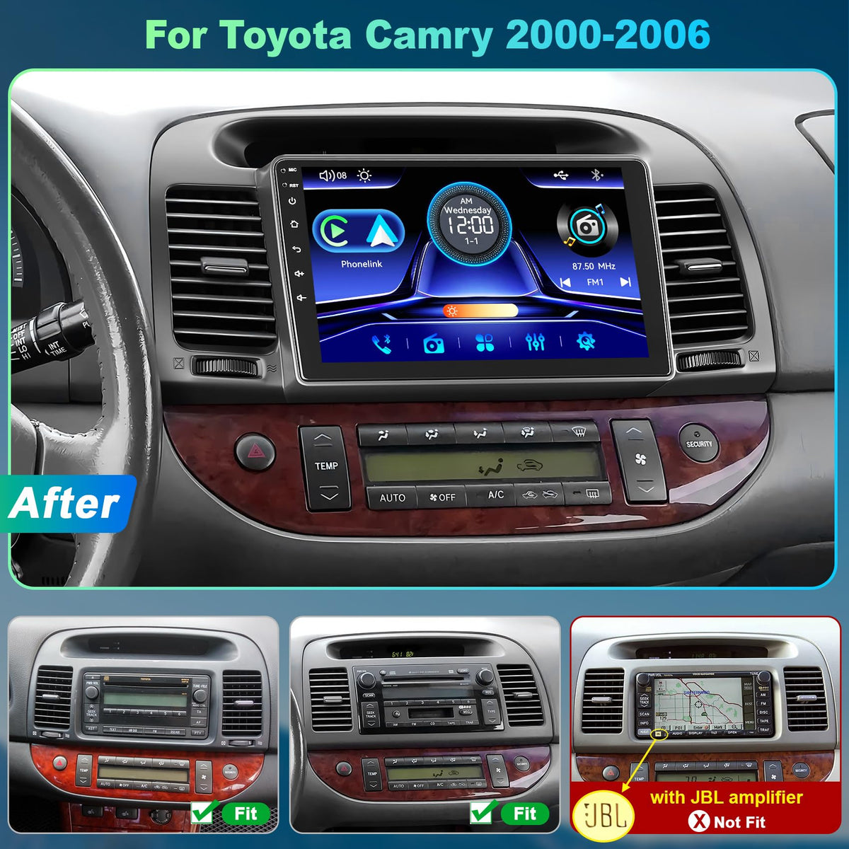 WOWiViD Camry radio with Android Auto lets you access apps safely.