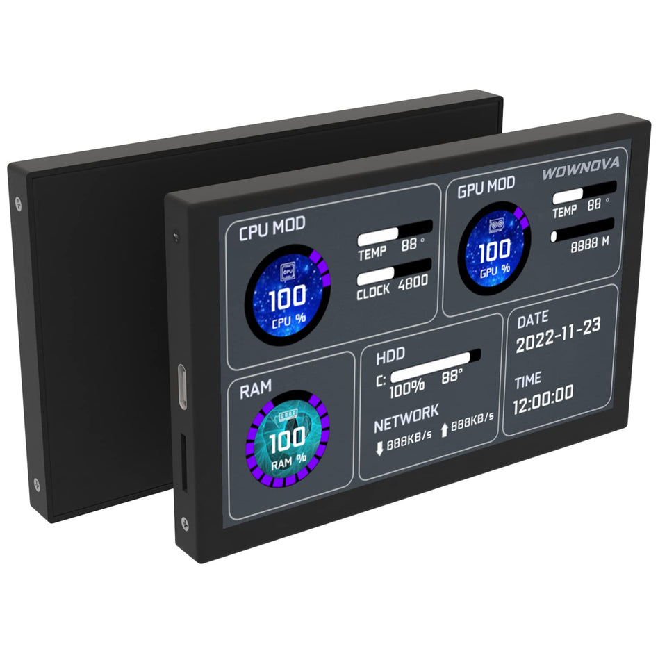 WOWNOVA 5in temp monitor front view shows real-time data on a compact secondary display