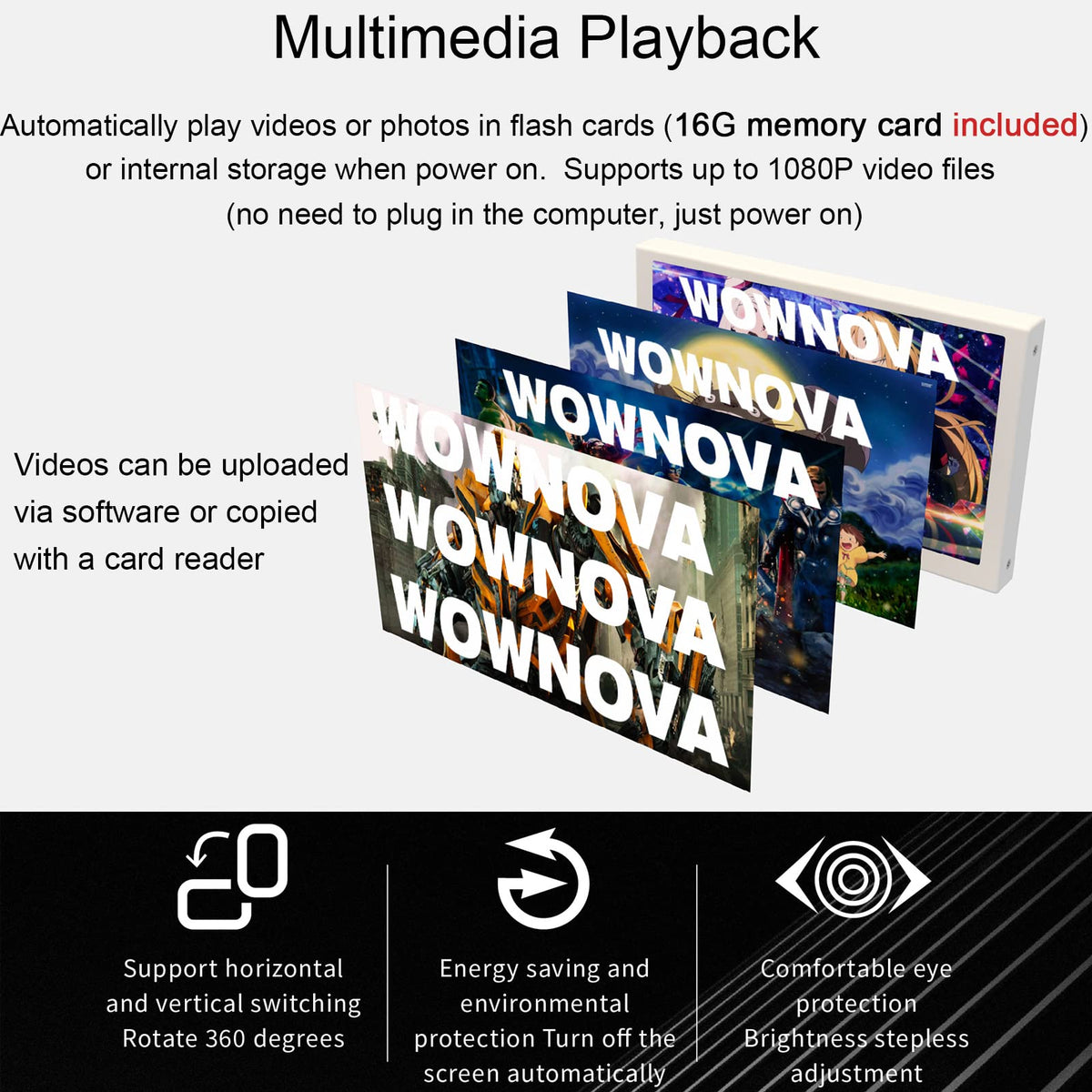 WOWNOVA 5in USB-C connection demonstrates easy plug-and-play setup with no extra power