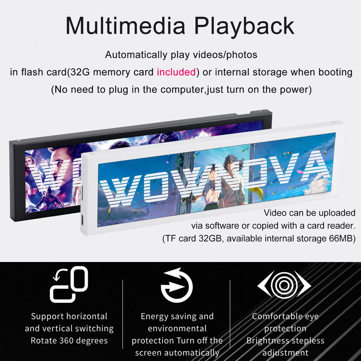 WOWNOVA 8.8-inch temp monitor one-cable setup for clean desk