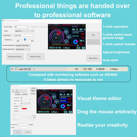 WOWNOVA screen UI closeup with customizable widgets for quick system monitoring