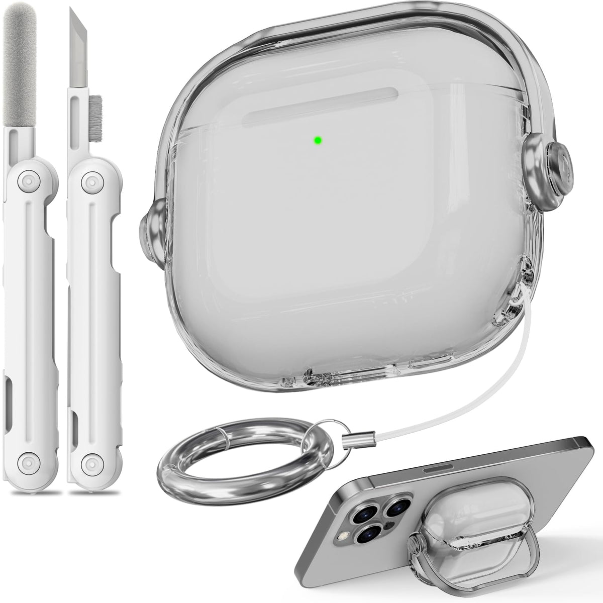 Wowwat AirPods 4 Case clear black front view showing snug protection.