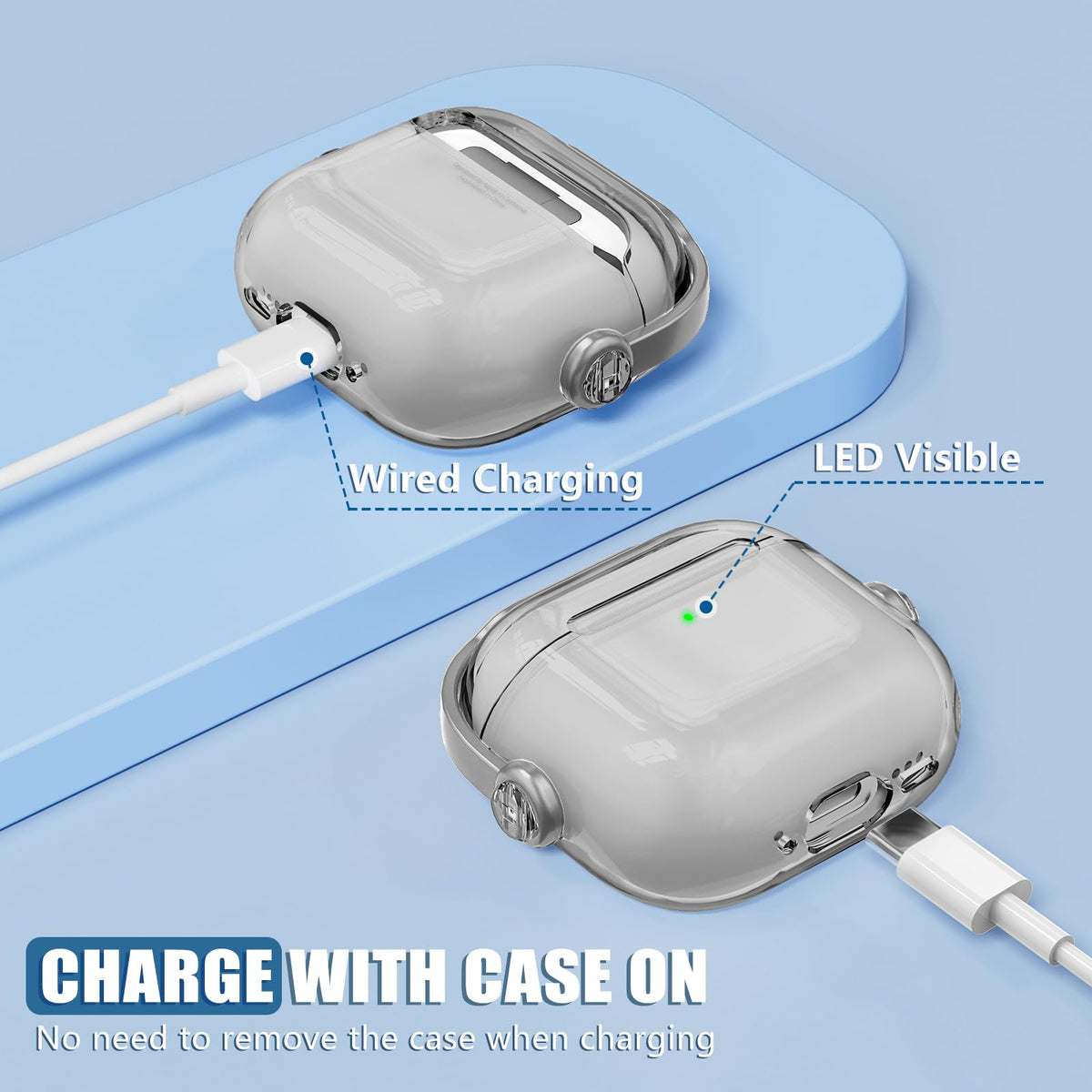 Wowwat AirPods 4 Case installation guide: upper then lower cover.