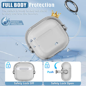 Wowwat AirPods 4 Case ring lock keeps lid secure during transit.