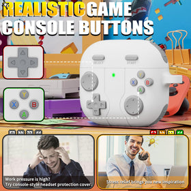 Wowwat AirPods 4 game-design case with 3D buttons for a playful look.