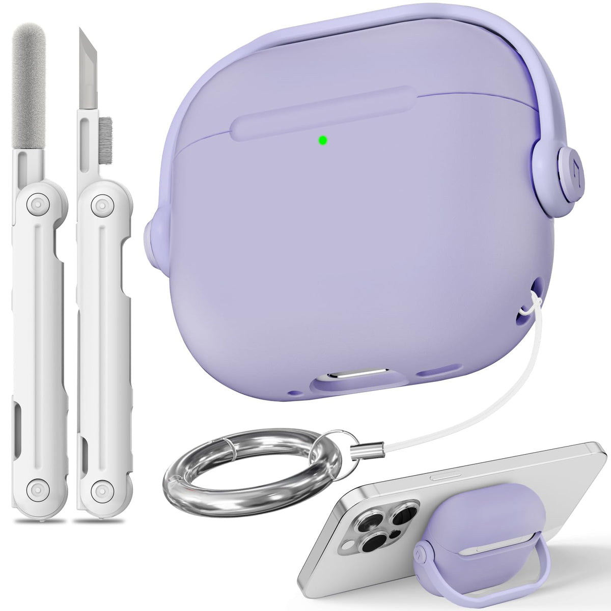 Wowwat AirPods 4 case fantasy purple front view with clear TPU protection against scratches