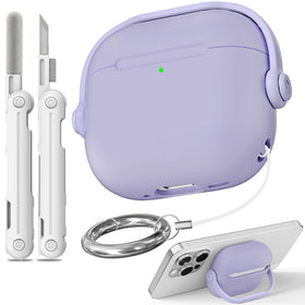 Wowwat AirPods 4 case fantasy purple front view with clear TPU protection against scratches