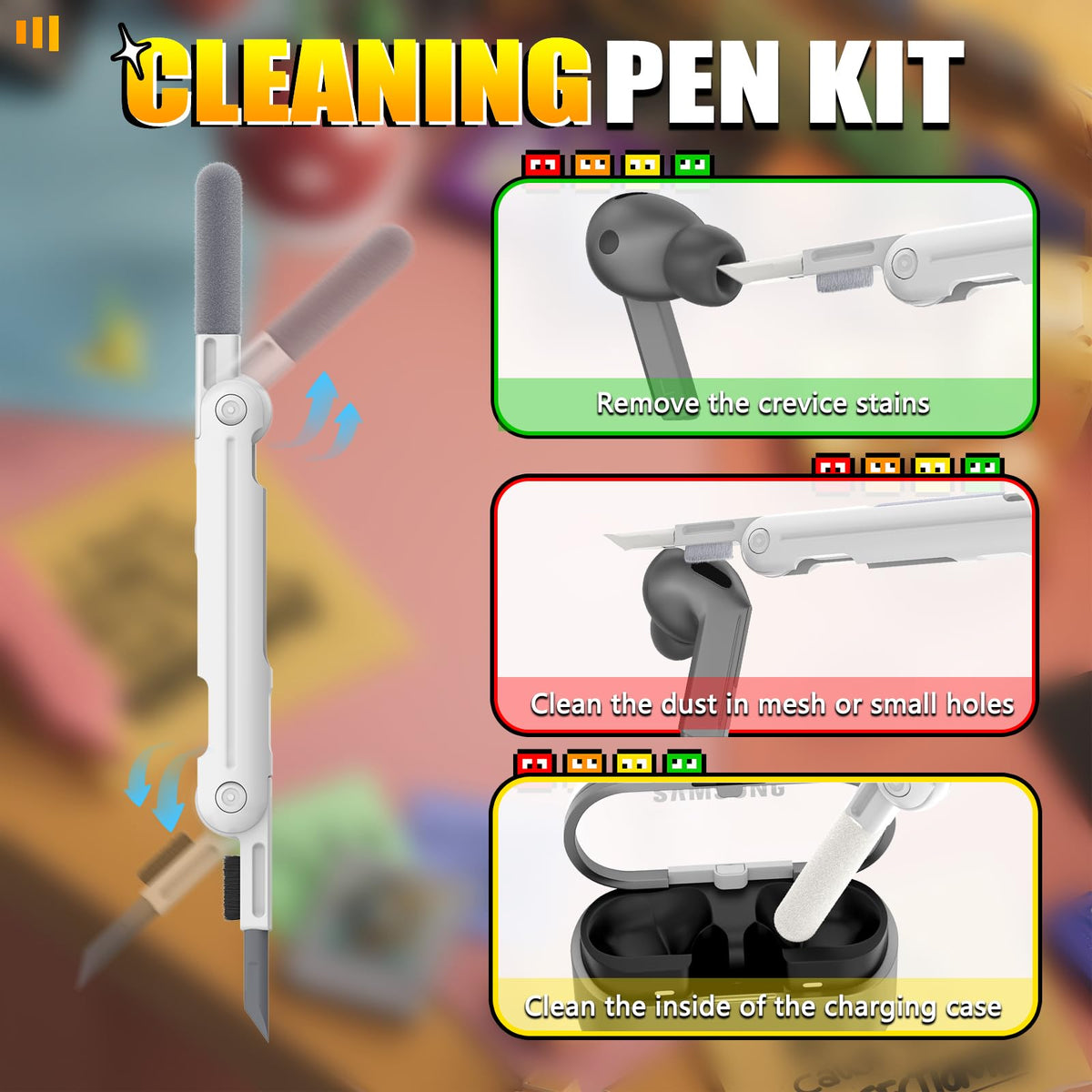 Wowwat cleaning pen kit included for quick on-the-go cleaning