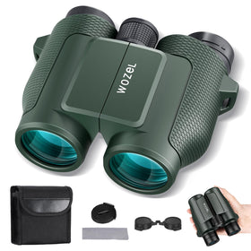 WOZEL 15x32 compact binoculars front view with ergonomic grip for steady viewing