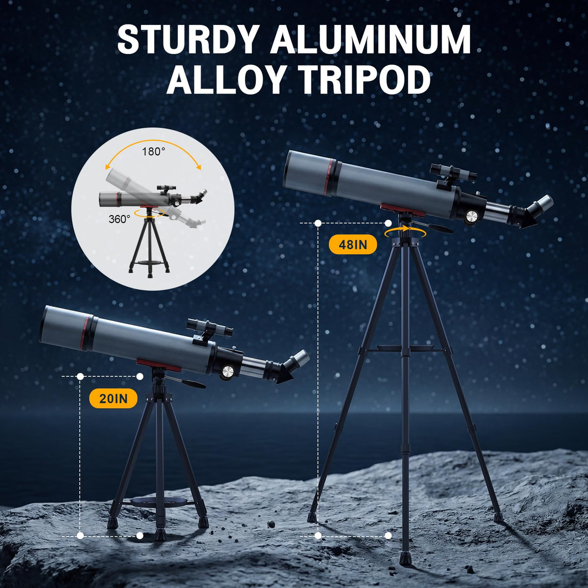 WOZEL telescope 180x magnification offers wide to close object observation.