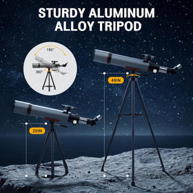 WOZEL telescope 180x magnification offers wide to close object observation.