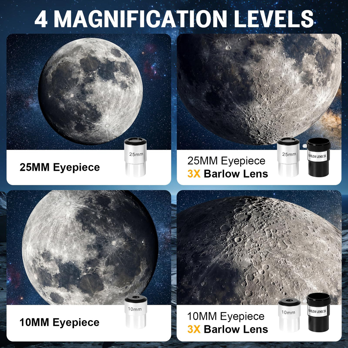 WOZEL telescope 600mm focal length reveals clearer deep-sky and planet detail.