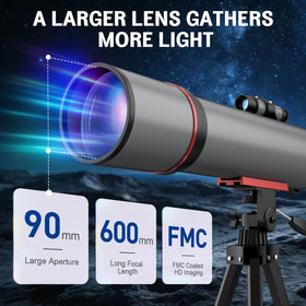 WOZEL telescope 90mm aperture for brighter lunar and planetary views.