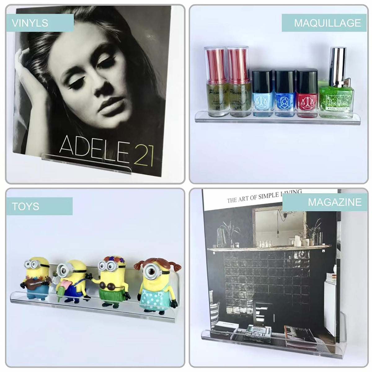 WPESI multiuse shelf with frames and magazines showing versatile storage benefit