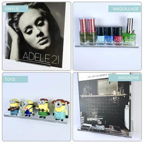 WPESI multiuse shelf with frames and magazines showing versatile storage benefit