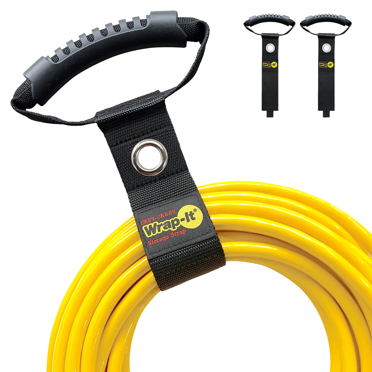 Wrap-It Easy-Carry strap 17-inch black with grommet keeps cords neatly bundled for easy access