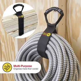 Wrap-It Storage Easy-Carry Strap bundles camping gear for easy carrying.