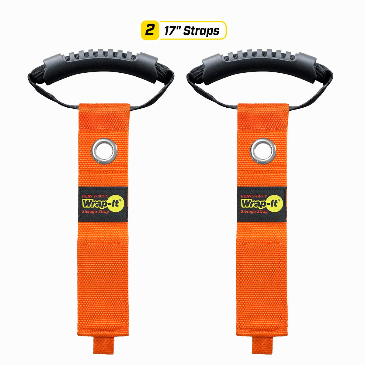 Orange Wrap-It strap organizes extension cords for RV and home