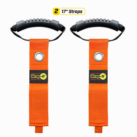 Orange Wrap-It strap organizes extension cords for RV and home