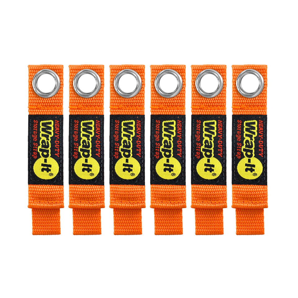 Wrap-It Heavy-Duty 7-inch strap on wall mount for organized cords and quick access.