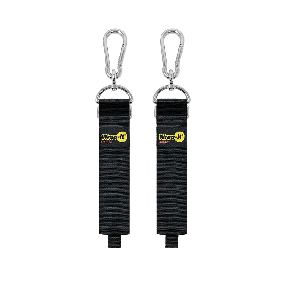 Wrap-It Hook 'n Hang 24-inch strap with carabiner for garage organization.