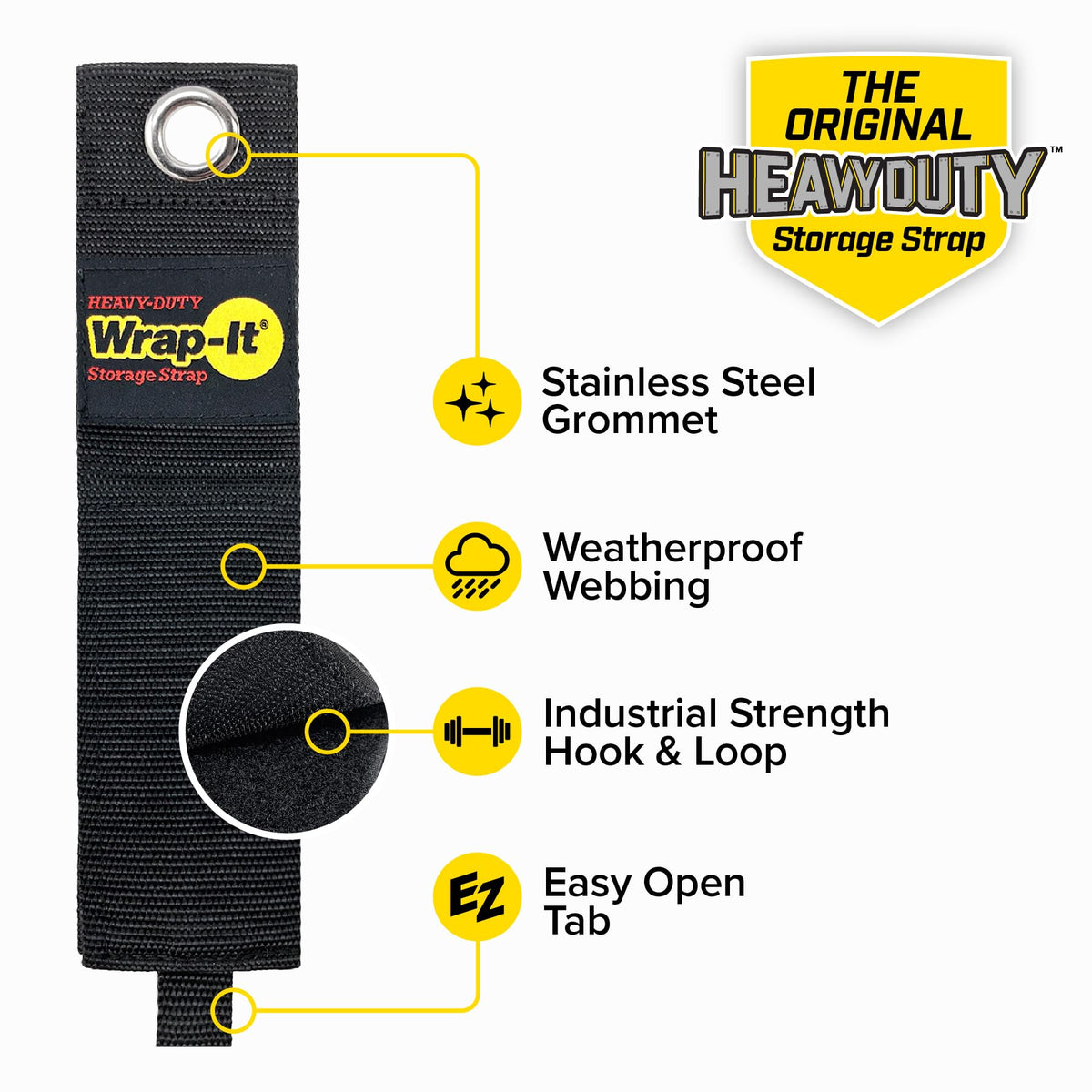 Wrap-It Polypropylene strap provides strong support for tools.