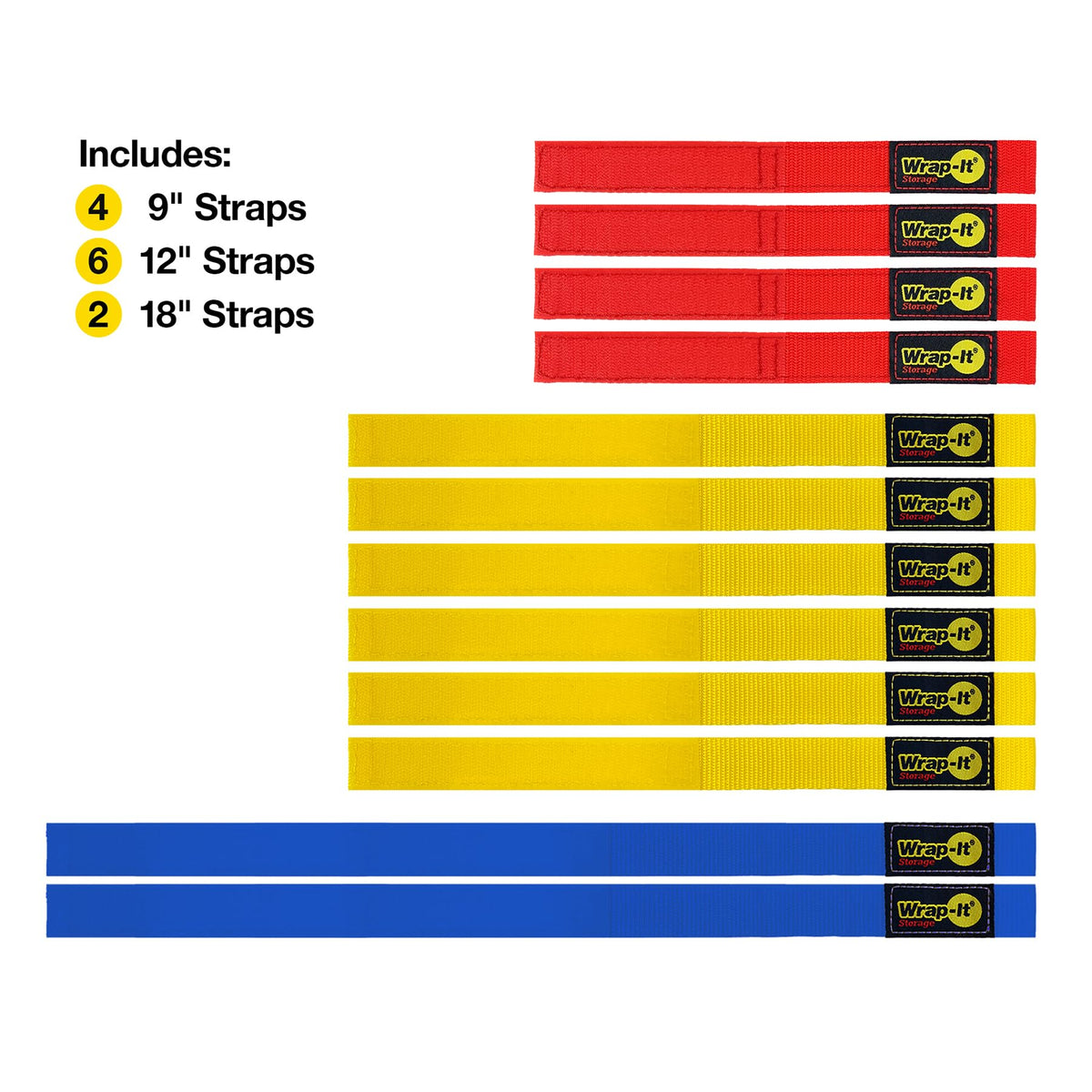 Wrap-It Quick-Straps 12-inch multicolor closeup for durable hose management.