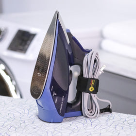 Close-up of Wrap-It Selfie Straps elastic hook-loop for secure cable management