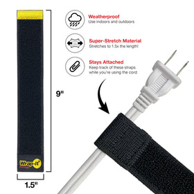 Wrap-It Selfie Straps demonstrating tight cinch wrap around cords
