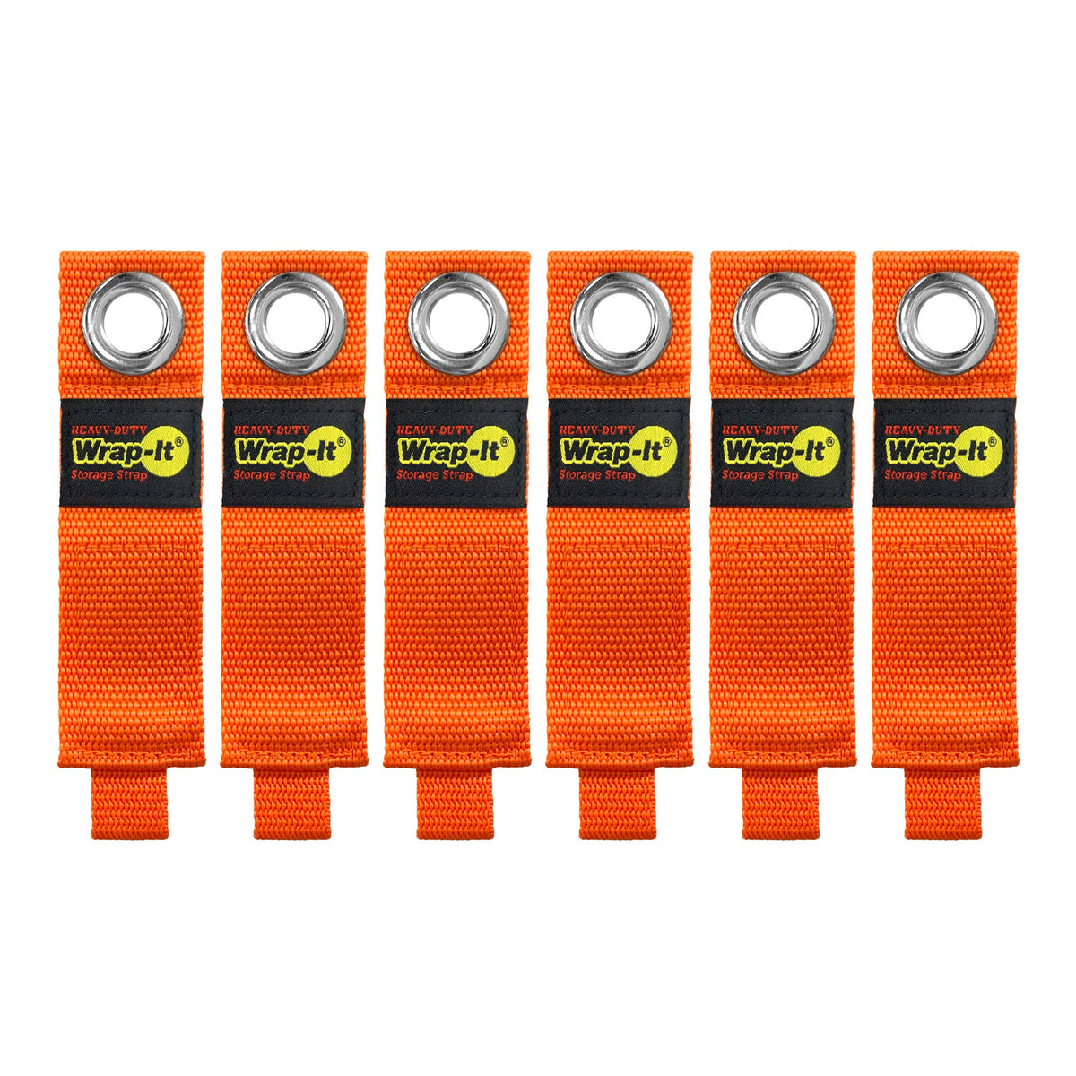 Wrap-It Storage 10-inch orange strap bundle for quick garage organization.