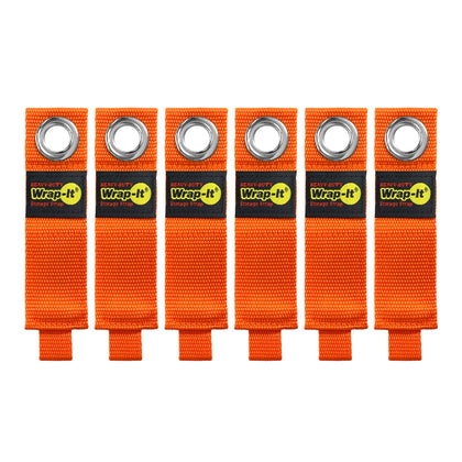 Wrap-It Storage 10-inch orange strap bundle for quick garage organization.