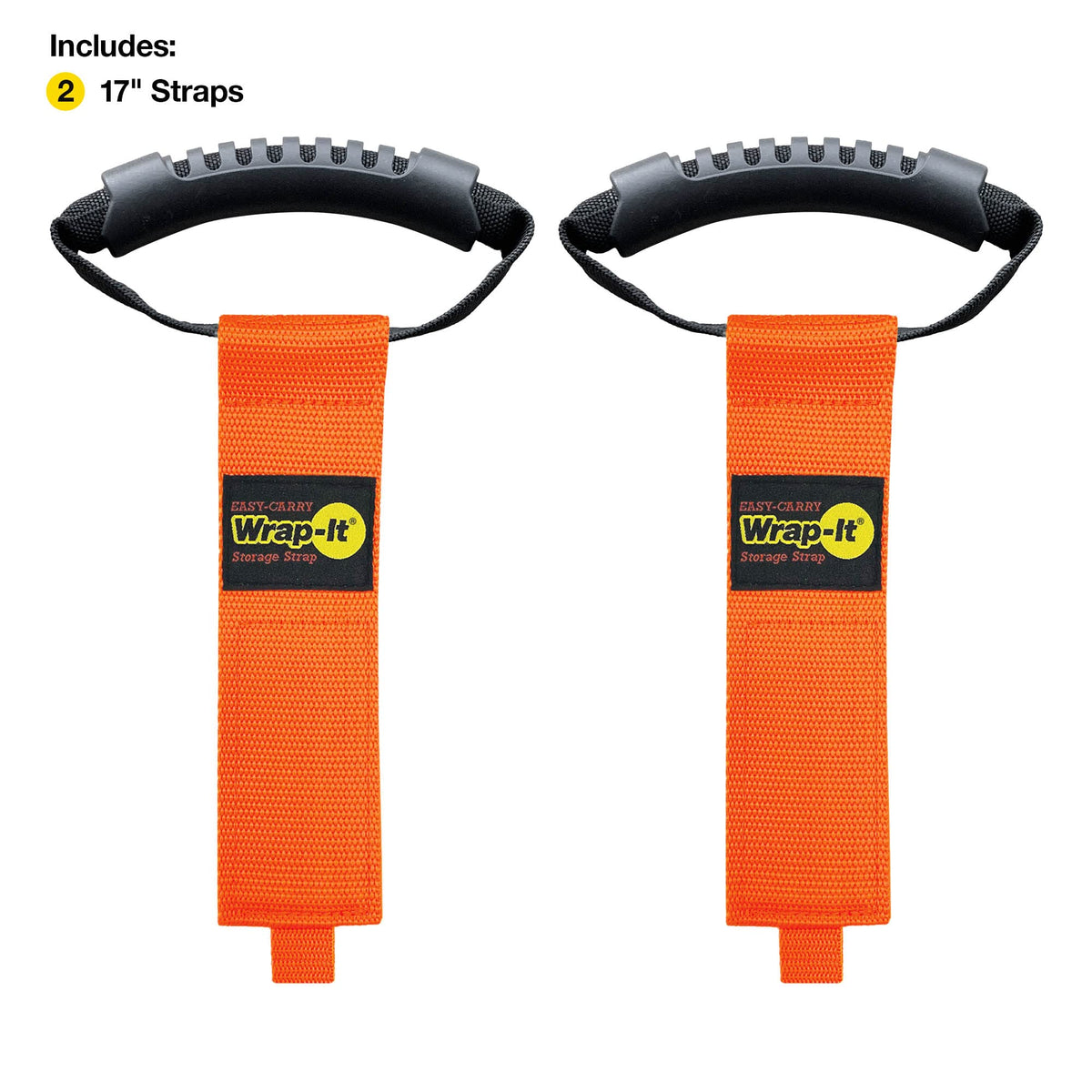 Hose and cable bundle organized with Wrap-It Storage strap in orange.