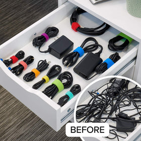 Wrap-It Storage assorted cable labels ready to tag cords and chargers clearly.