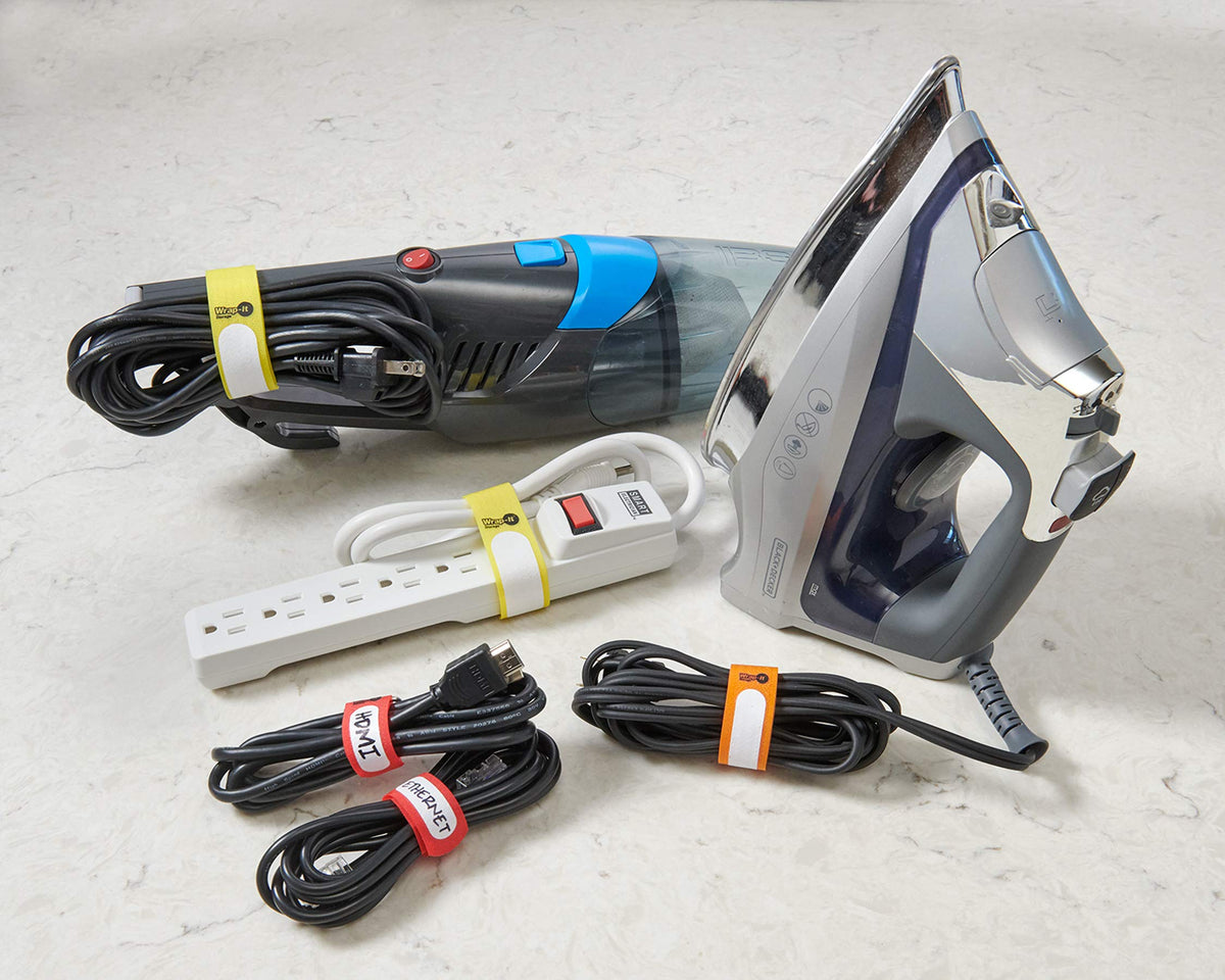 Wrap-It Storage Cinch-Straps 12in with label securing power cords