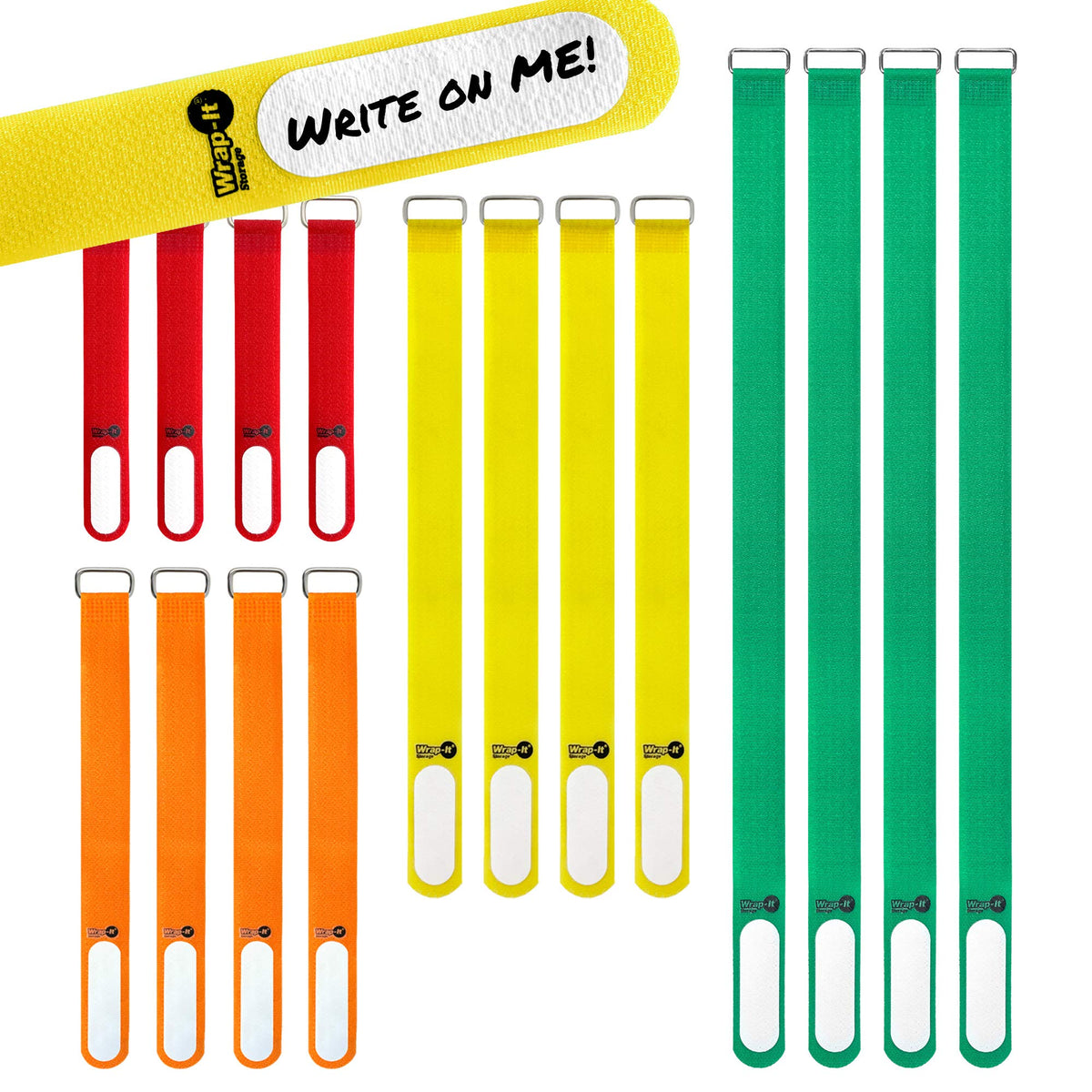 Wrap-It Storage Cinch-Straps 5in with label close-up for easy cord identification