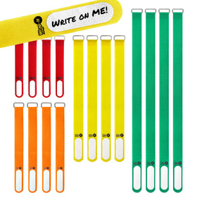 Wrap-It Storage Cinch-Straps 5in with label close-up for easy cord identification