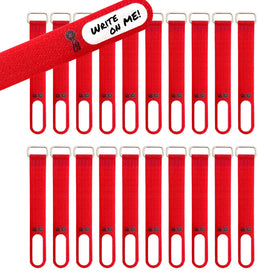 Wrap-It Storage Cinch-Straps 5-inch red pack front keeps cords neatly organized.