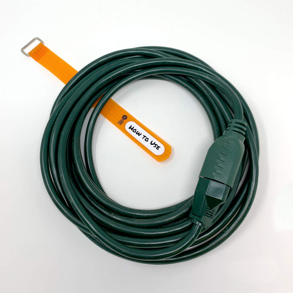 Wrap-It Storage strap for indoor outdoor use resists wear on tools.