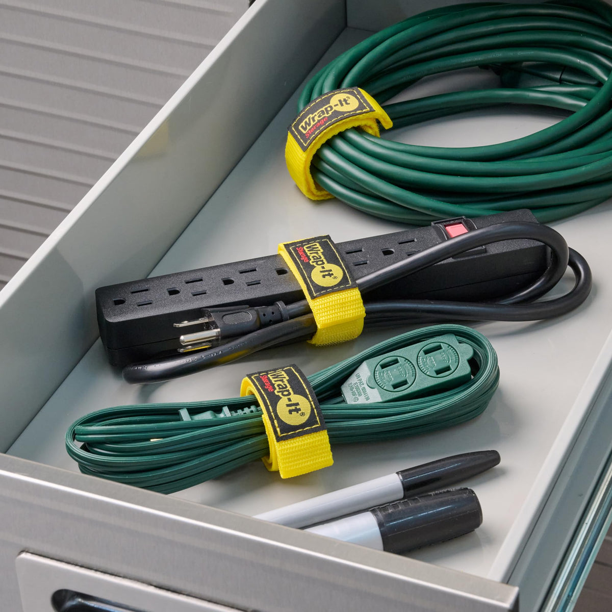 Wrap-It Storage Clutter Crusher organized garage scene with tidy gear.